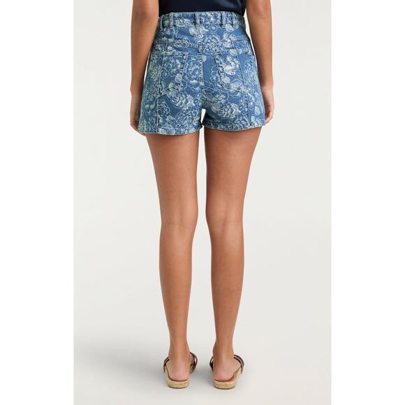 Cinq a Sept Sketchbook Floral Vivian Shorts in Indigo White 6 - Picture 5 of 6
